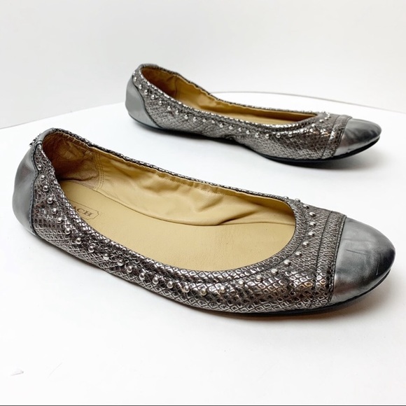 Coach Delia silver studded ballet flats - Picture 3 of 7